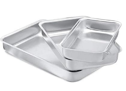Imagem de Conjunto Assadeira Retangular de Alumínio Polido 3 Peças