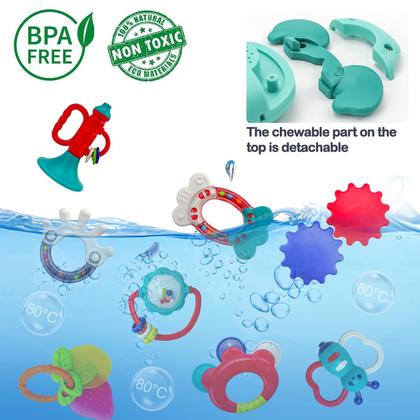 Imagem de Conjunto Baby Rattles Teethers WISHTIME, 10 unidades com telefone de 6 a 12 meses