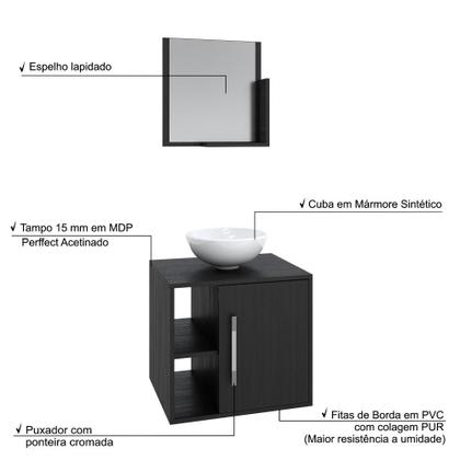 Imagem de Conjunto Balcão C/Cuba R30 e Espelheira Soft 500