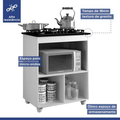 Imagem de Conjunto Balcão Cooktop 5 Bocas com Nicho 1 Porta Basculante e 2 Armários Aéreo