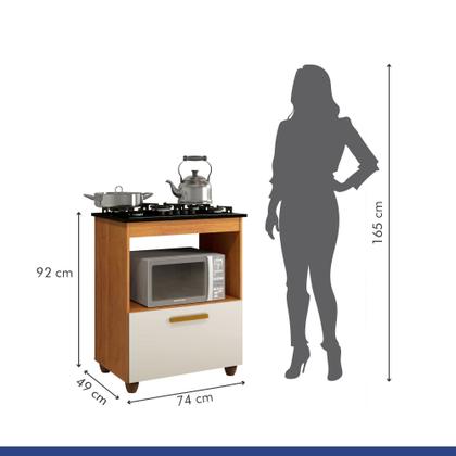 Imagem de Conjunto Balcão Cooktop 5 Bocas com Nicho 1 Porta Basculante e 2 Armários Aéreo