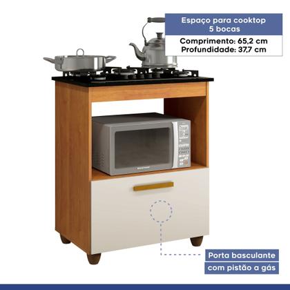 Imagem de Conjunto Balcão Cooktop 5 Bocas com Nicho 1 Porta Basculante e 2 Armários Aéreo