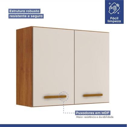 Imagem de Conjunto Balcão Cooktop 5 Bocas com Nicho 1 Porta Basculante e 2 Armários Aéreo