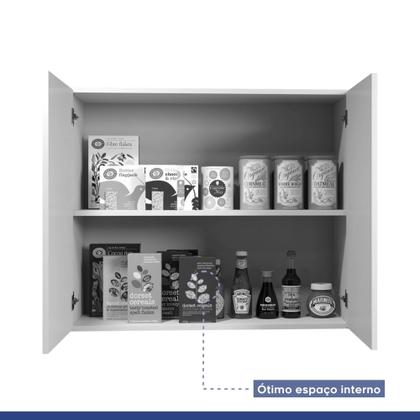 Imagem de Conjunto Balcão Cooktop 5 Bocas com Nicho 1 Porta Basculante e 2 Armários Aéreo