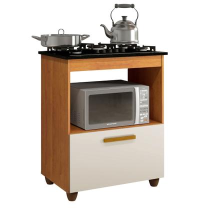 Imagem de Conjunto Balcão Cooktop 5 Bocas com Nicho 1 Porta Basculante e 2 Armários Aéreo
