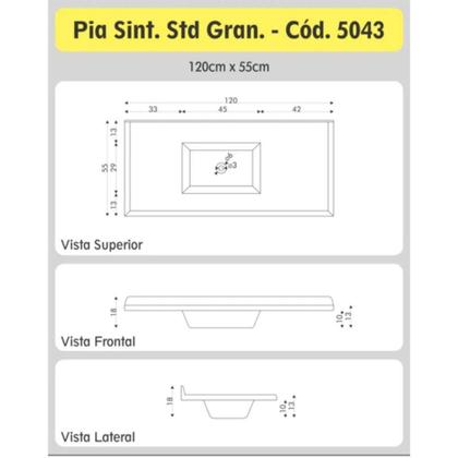 Imagem de Conjunto Balcão De Cozinha Com Pia Mármore Sintético 2 Porta Branco
