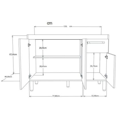 Imagem de Conjunto Balcão De Cozinha Com Pia Mármore Sintético 2 Porta Branco
