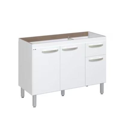 Imagem de Conjunto Balcão De Cozinha Com Pia Mármore Sintético 2 Porta Branco