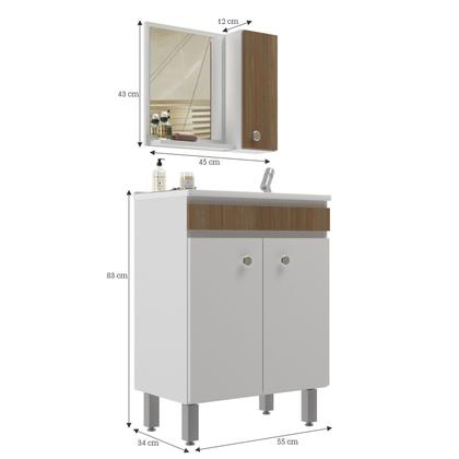 Imagem de Conjunto Balcão para Banheiro com Espelheira Palermo 55