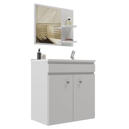 Imagem de Conjunto Balcão para Banheiro com Espelheira Palermo 55 Suspenso