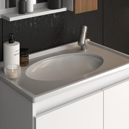 Imagem de Conjunto Balcão para Banheiro com Espelheira Palermo 55 Suspenso