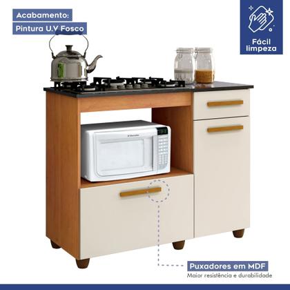 Imagem de Conjunto Balcão para Cooktop 5 Bocas 2 Portas com Nicho e 2 Armários Aéreo