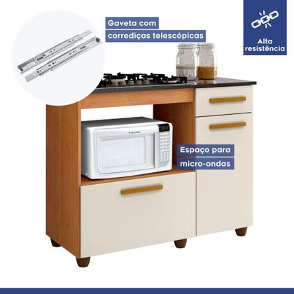 Imagem de Conjunto Balcão para Cooktop 5 Bocas 2 Portas com Nicho e 2 Armários Aéreo