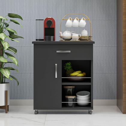 Imagem de Conjunto Balcão Para Microondas e Fruteira Multiuso com Rodinhas Móveis Bonatto