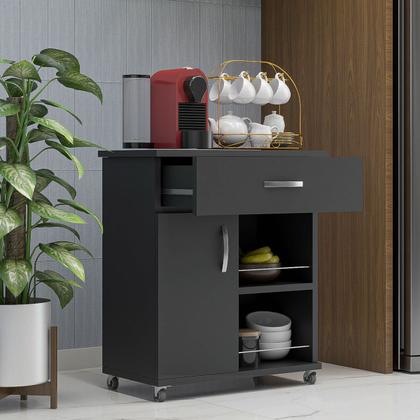 Imagem de Conjunto Balcão Para Microondas e Fruteira Multiuso com Rodinhas Móveis Bonatto