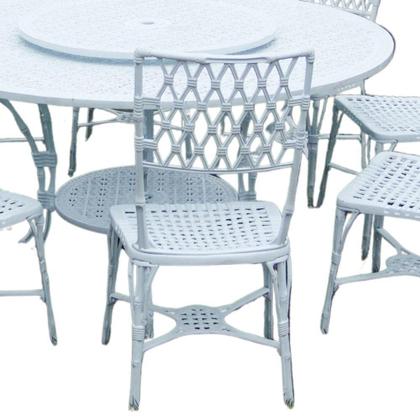 Imagem de Conjunto Bambú Com 8 Cadeiras E Mesa Giratória Branco