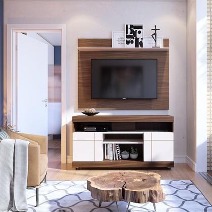 Imagem de Conjunto Bancada Norman com Painel Yates Natura Real/ Off White para TV 55 Polegadas