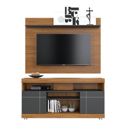 Imagem de Conjunto Bancada Norman com Painel Yates Noce Milano/ Preto Fosco para TV 55 Polegadas