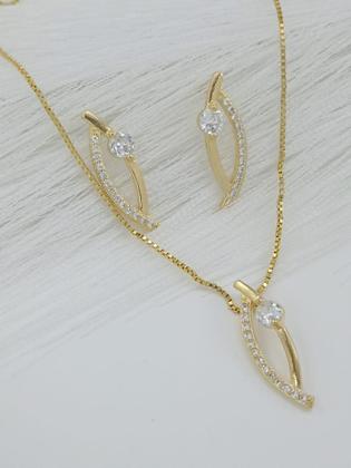 Imagem de Conjunto Banhado a Ouro Com Pedras Bijou Art