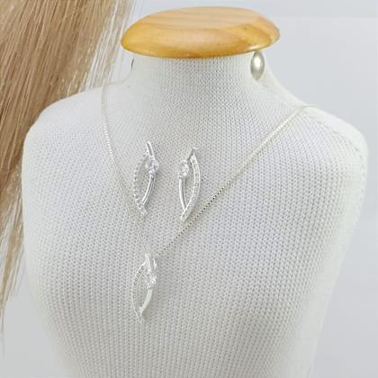 Imagem de Conjunto Banhado a Prata Liso Com Pedras Bijou Art