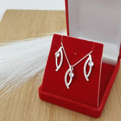 Imagem de Conjunto Banhado a Prata Liso Com Pedras Bijou Art