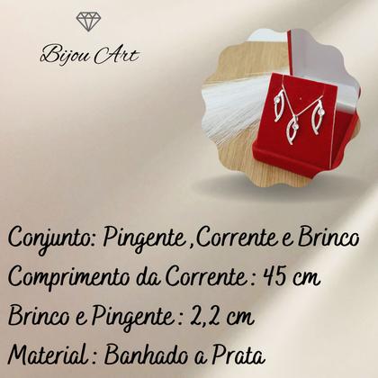 Imagem de Conjunto Banhado a Prata Liso Com Pedras Bijou Art