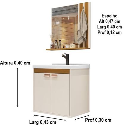 Imagem de Conjunto Banheiro Dalas Gabinete Cuba e Espelho - Diversas Cores - Comprar Móveis em Casa