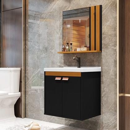 Imagem de Conjunto Banheiro Palas com Cuba cor Preto / Nature - Comprar Móveis em Casa