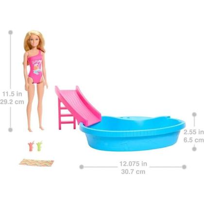 Imagem de Conjunto Barbie Estate Glam Piscina com Boneca Loira Mattel