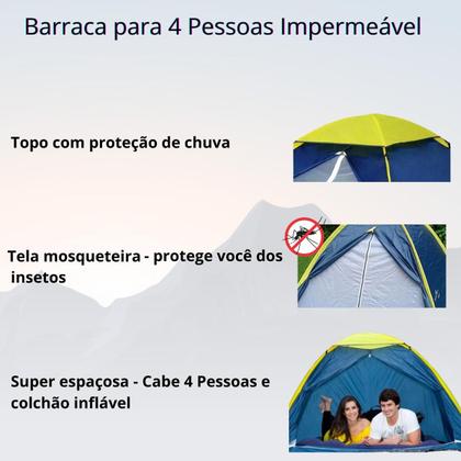 Imagem de Conjunto Barraca 2 Pessoas + Colchão Inflável Casal Camping