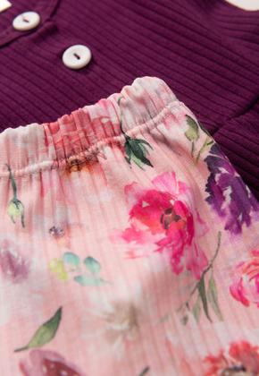 Imagem de Conjunto Bata e Calça Canelado Bebê - Beringela - Ame Kids