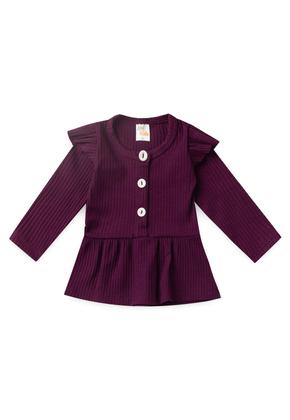 Imagem de Conjunto Bata e Calça Canelado Bebê - Beringela - Ame Kids