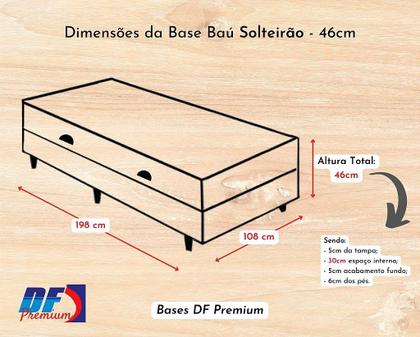 Imagem de Conjunto Baú Solteirão (Colchão Airtech Springpocket Ortobom + Base Baú Trad. 46cm)