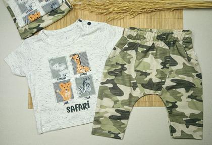 Imagem de Conjunto Bebê Blusa Manga Curta com Calça Safari Bege - Hug