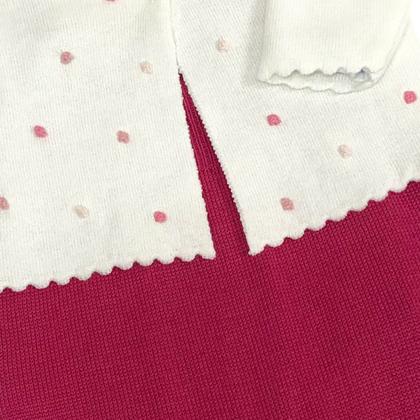 Imagem de Conjunto Bebê em Tricô com Salopete e Casaquinho de Bolinhas