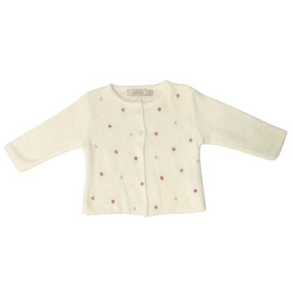 Imagem de Conjunto Bebê em Tricô com Salopete e Casaquinho de Bolinhas