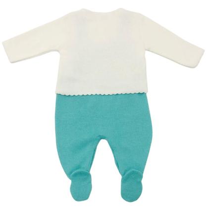Imagem de Conjunto Bebê em Tricô com Salopete e Casaquinho de Bolinhas