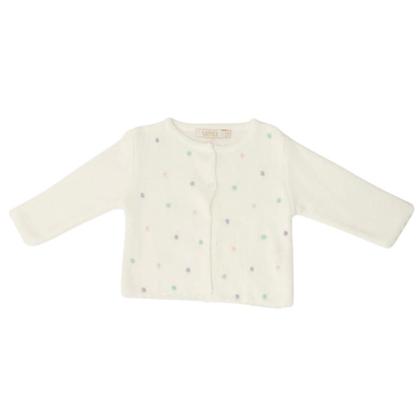 Imagem de Conjunto Bebê em Tricô com Salopete e Casaquinho de Bolinhas