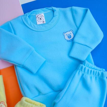 Imagem de Conjunto Bebê Infantil Soft Inverno Menino Menina Roupa de frio P ao 3 Enxoval Blusa e Calça com punho