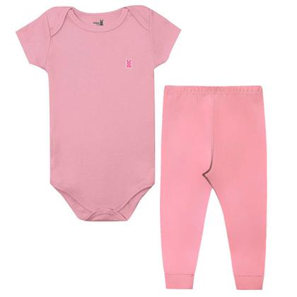Imagem de Conjunto Bebê Kiko Body MC Happy Coelho Rosa Claro - 03668