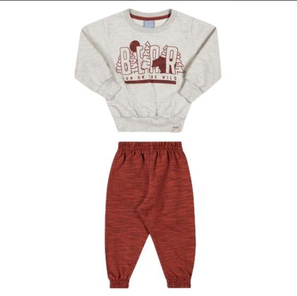 Imagem de Conjunto Bebê Masculino Casaco em Moletom Felpado e Calça Moletom Dumont Felpado Angerô