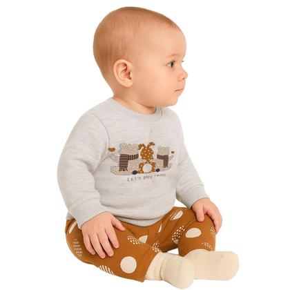 Imagem de Conjunto Bebê Menina Moletom Peluciado Com Bordado e Legging Estampada Kyly