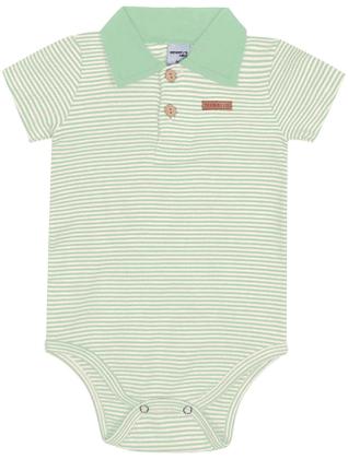 Imagem de Conjunto Bebê Menino Body Listrado Com Gola Polo E Bermuda Verde E Marrom Divertto