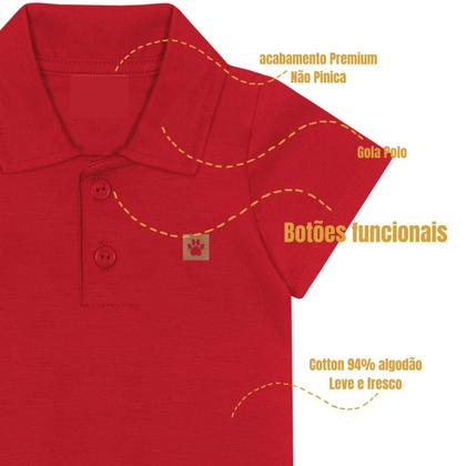 Imagem de Conjunto Bebê Menino Body Polo Cotton Premium + Bermuda Moletom Linho Natal Vermelho Branco Tam P a G