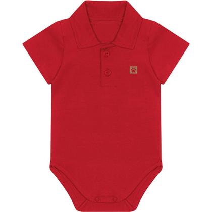 Imagem de Conjunto Bebê Menino Body Polo Cotton Premium + Bermuda Moletom Linho Natal Vermelho Branco Tam P a G