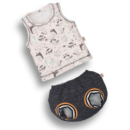 Imagem de Conjunto Bebê Menino Malha Bordado Esquilo Upi Uli