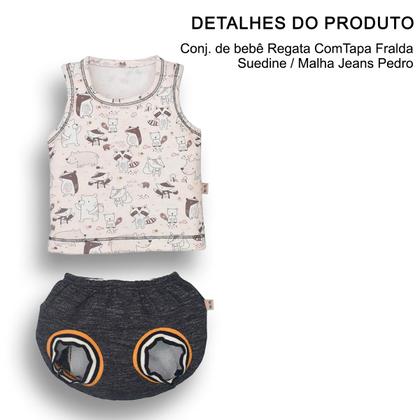 Imagem de Conjunto Bebê Menino Malha Bordado Esquilo Upi Uli