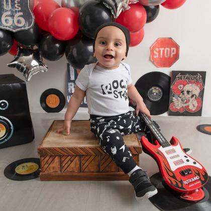 Imagem de Conjunto Bebê Rock 2 Peças Body e Calça Estampados Mesversário Temático