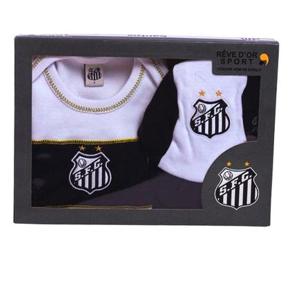 Imagem de Conjunto Bebê Santos Com Body e Boné Longo Oficial