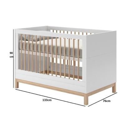 Imagem de Conjunto Berço 2 em 1 e Cômoda 6 gavetas Linha Cozy Branco com Carvalho - Quater